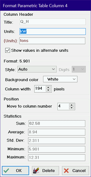 Format Table Column